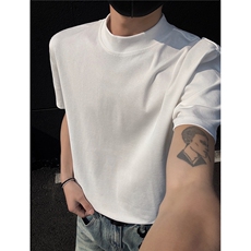 2026夏装曼巴棉重磅半高领合身打底衫短袖T恤男潮H1068特P22，男装T恤，电商A341