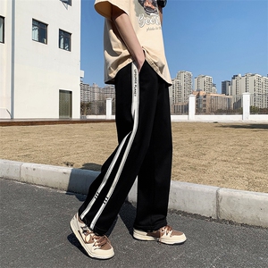美式复古条纹运动裤男生高街卫裤潮牌直筒宽松休闲裤女CK302-P38图片