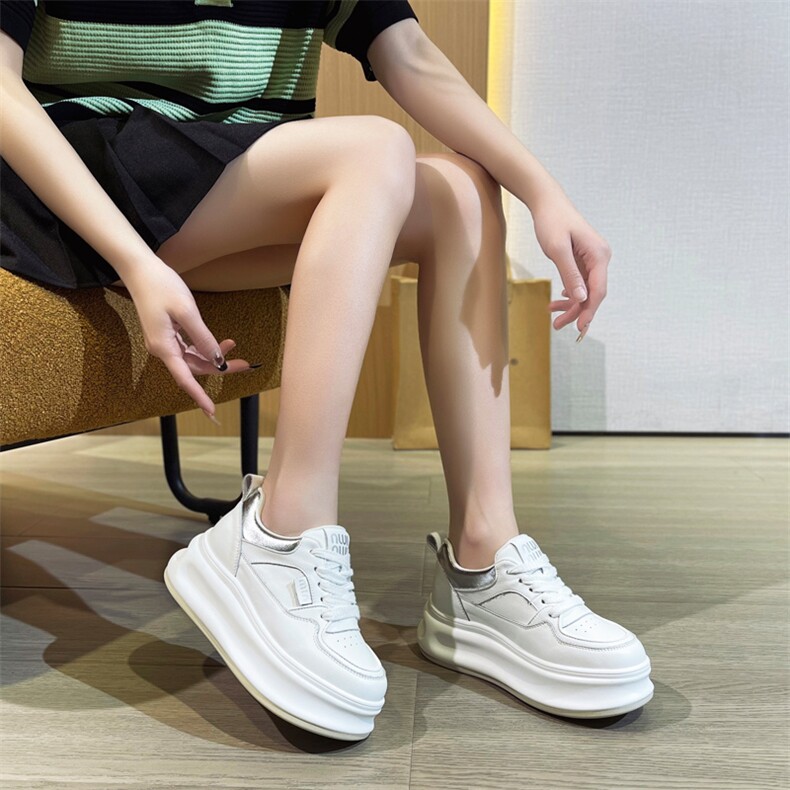 小白鞋女鞋2024春季新款真皮百搭厚底内增高休闲鞋女透气板鞋,女鞋休闲鞋,电商A223