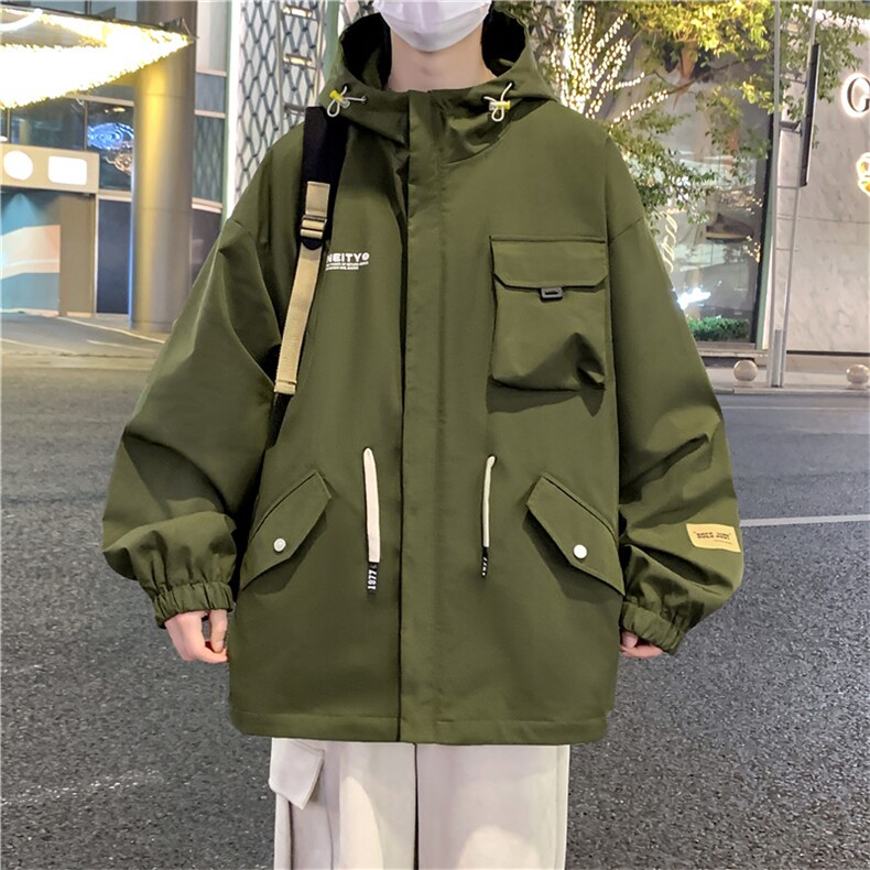 2026春秋款连帽夹克男潮牌大码工装A436-D1201-小码P65-大码P70,男装夹克,电商A436