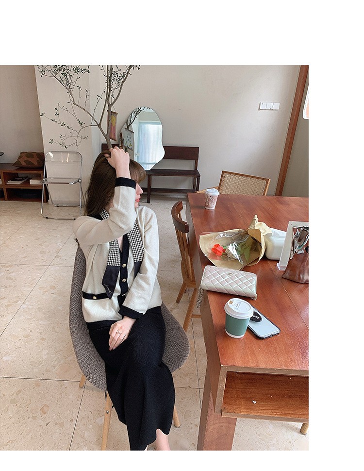 2025年秋季宽松型通勤单件长袖单排扣V领开衫时尚百搭简约大方,针织衫/毛衣,鑫之绒