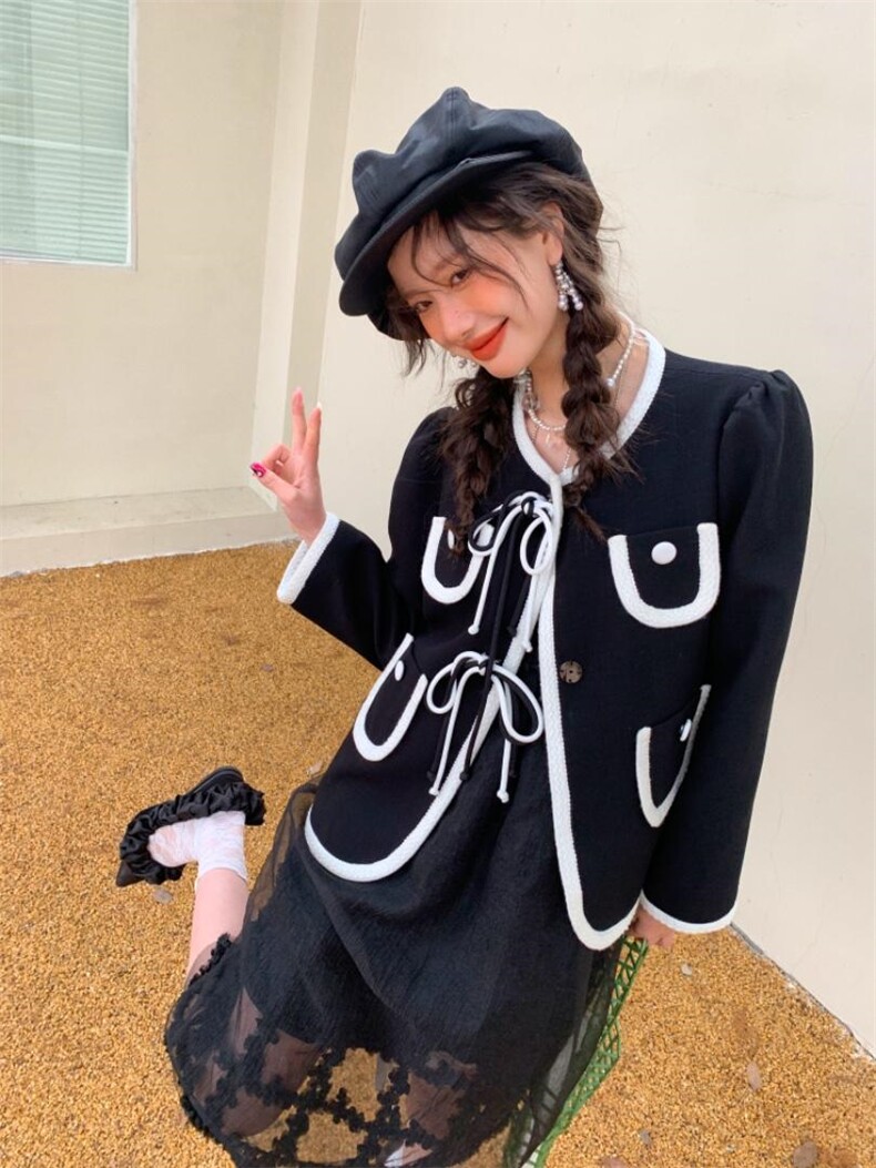 黑色圆领小香外套，其它，YOUER DENG