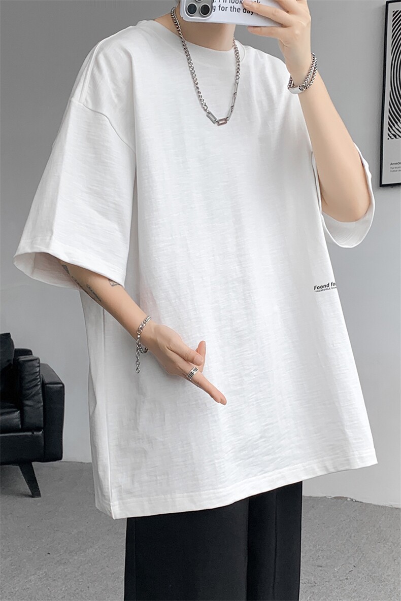 8XL-M特大码短袖重磅T恤男美式复古竹节棉五分袖上衣DX326P45,男装T恤,电商D206-1