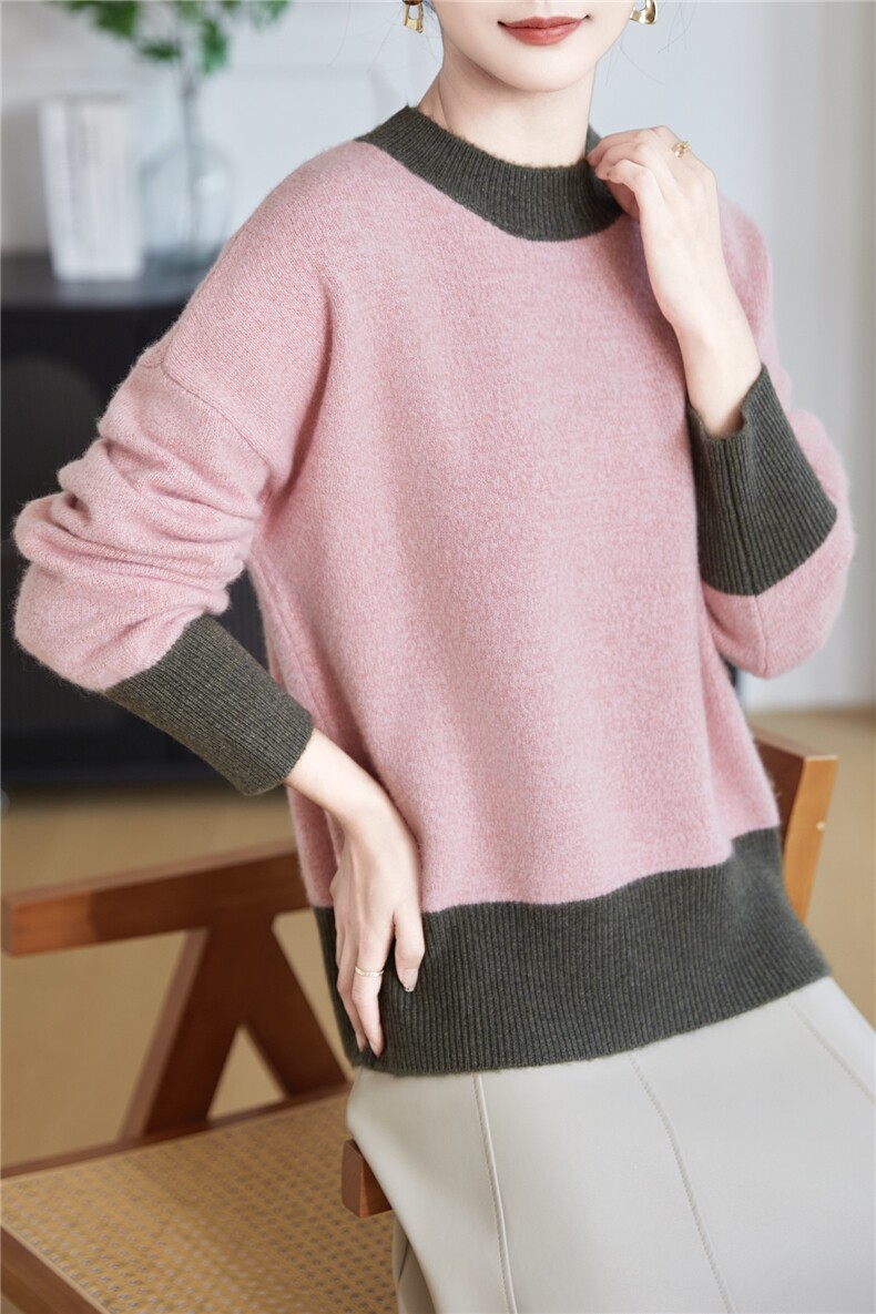 2025年秋季女士长袖套头舒适，女装羊绒衫，米哆哆羊绒