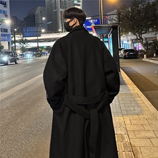 韩系中长款过膝毛呢大衣男秋冬英伦痞帅风衣外套812-F630-P128，男装风衣，星座812