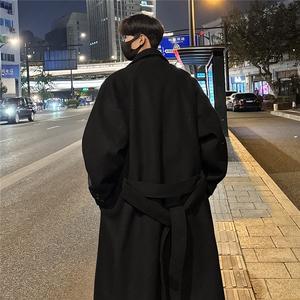 韩系中长款过膝毛呢大衣男秋冬英伦痞帅风衣外套 812-F630-P128图片