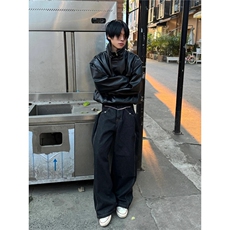 常规款美式高级感机车皮衣夹克男女外套款潮牌PU皮飞行服JK3344，男装夹克，星座516A