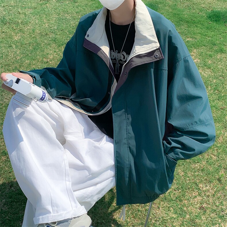 新款日系机能撞色立领机能复古宽松夹克潮休闲冲锋衣JK0256-P70,男装夹克,星座308B-1
