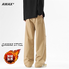 铆钉褶皱工装裤男冬季加绒直筒阔腿裤高街通勤休闲裤MKD27P53，男装工装外套，星座1013-5