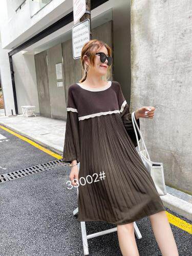 针织拼接连衣裙，女装连衣裙，千百莲