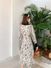 时尚优雅时尚气质百搭韩版潮流修身连衣裙，女装连衣裙，荷塘月色