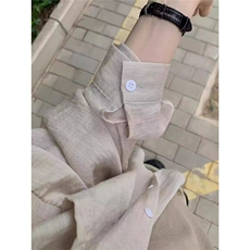 韩系白色薄款防晒长袖衬衫女夏装新款宽松慵懒风衬衣休闲外套上衣，男装防晒衣，星座506A