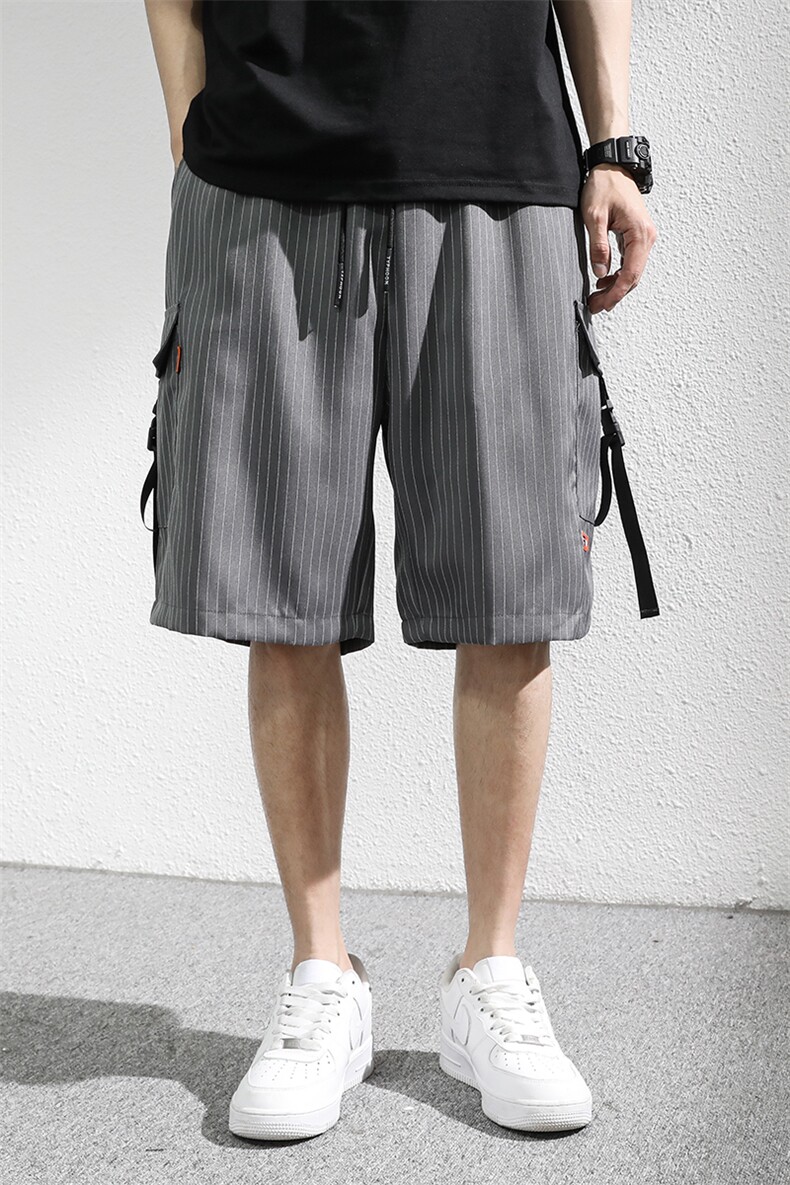 7XL-M条纹工装休闲短裤男2023夏季新款胖子宽松五分裤加肥加大码,男装休闲裤,钱塘717(原712)