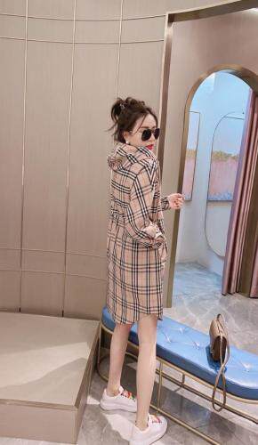 2021春装格子带帽连衣裙，女装连衣裙，莫妮菲