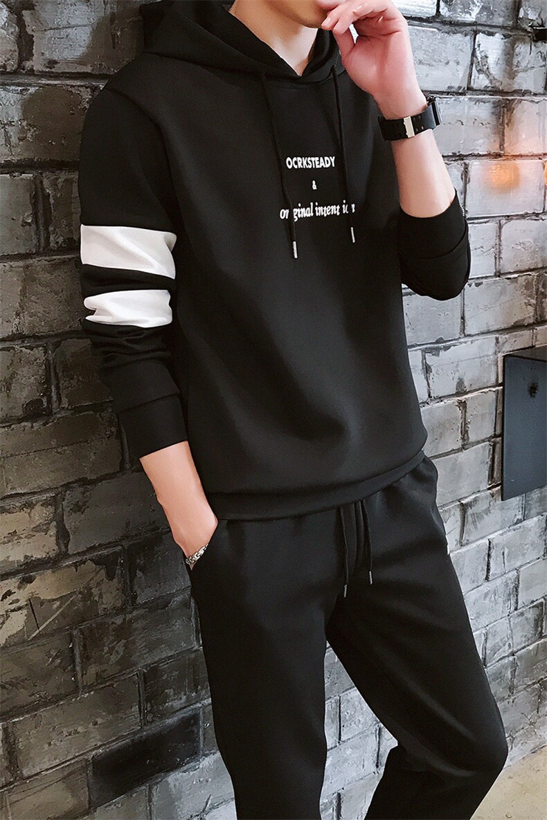 有报告卫衣连帽休闲运动两件套装男生帅气衣服DS158T,男装卫衣,电商A102