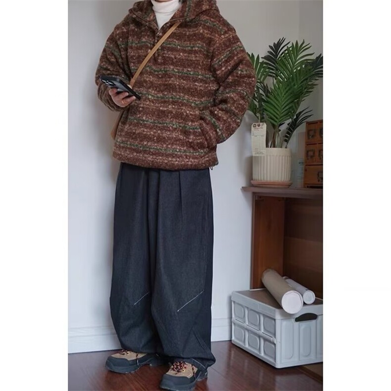 B12-P612025新款秋冬毛呢连帽卫衣男女日系潮牌宽松休闲,男装卫衣,电商B323A
