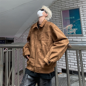 秋款男夹克麝皮绒渐变色翻领外套JK8224 P70图片
