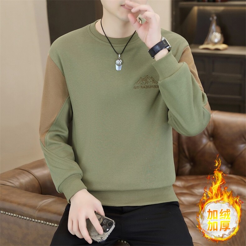 秋冬新款男士休闲时尚圆领60棉套头卫衣打底衫L801-P47-加绒P52,男装T恤,星座310B-3