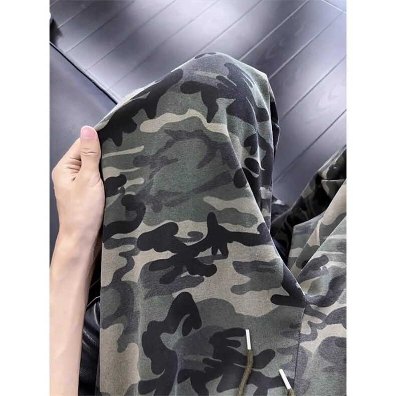 美式复古重磅迷彩卫裤男女秋新款宽松直筒阔腿休闲长裤MKY382P40,男装休闲裤,星座1013-5