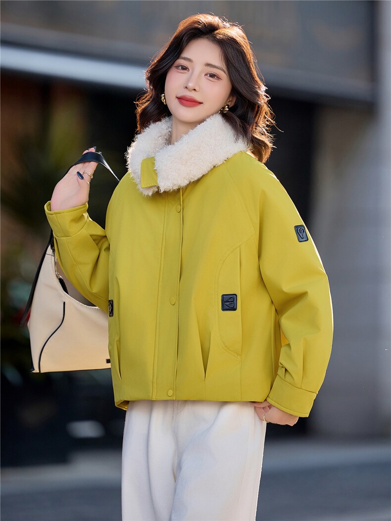 2025冬装新款休闲加绒棉衣外套,女装棉衣/棉服,依路服饰