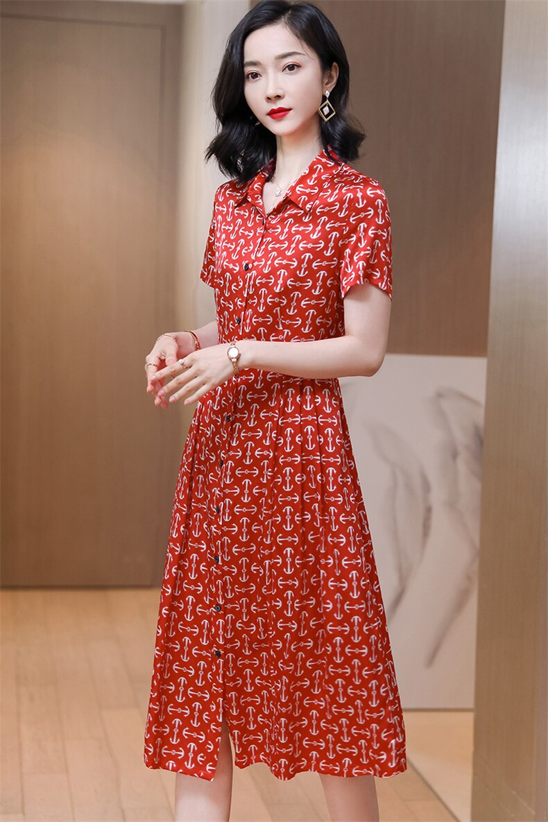 重磅真丝桑蚕丝连衣裙女2025年新款夏季高端奢华大牌气质衬衫裙子,女装连衣裙,阿舍尔精品