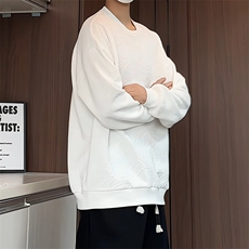 S5013/特P30春装新款个性套头提花卫衣男潮流宽松百搭长袖T恤外套，男装T恤，电商A141