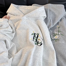 5491-P57前后立体绣花~潮重磅休闲连帽卫衣薄款/加绒，女装卫衣/绒衫，星座617A-2