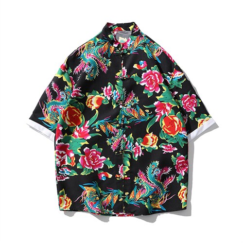 A8008网红炫民族风风夏东北大花短袖花衬衫衬衣外套男装大码，男装衬衫，星座115A(原星座507）