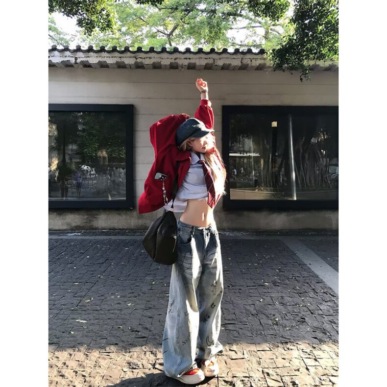 简约时尚潮流流行百搭新款气质牛仔长裤文艺原宿慵懒日系ins,男装休闲裤,星座506A