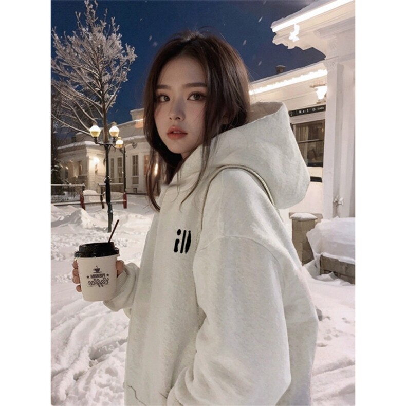 CX275-P49美式灰色卫衣女2025新款小个子秋冬宽松慵懒风,男装卫衣,电商B323A