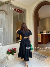 夏季露背连衣裙，女装连衣裙，6·9衣社