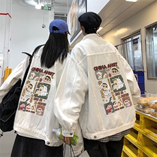 2025秋季港风大码不一样印花情侣牛仔夹克外套男JK562-P6588，男装夹克，星座912-1（原星座914-5）
