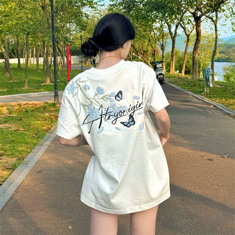万针全刺绣解构设计260克重磅双纱纯棉高品质美式高街短袖T恤特35,男装T恤,电商A486