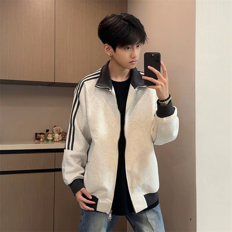 抖音得物高品质美式高街重磅结构设计拼接织带立领卫衣外套CM42，女装短外套，电商A486-1