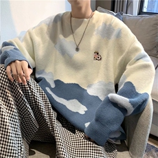 卡通毛衣男潮牌圆领宽松软糯针织衫ins潮流慵懒新款外套5053-p40，男装针织衫/毛衣，星座1008-2