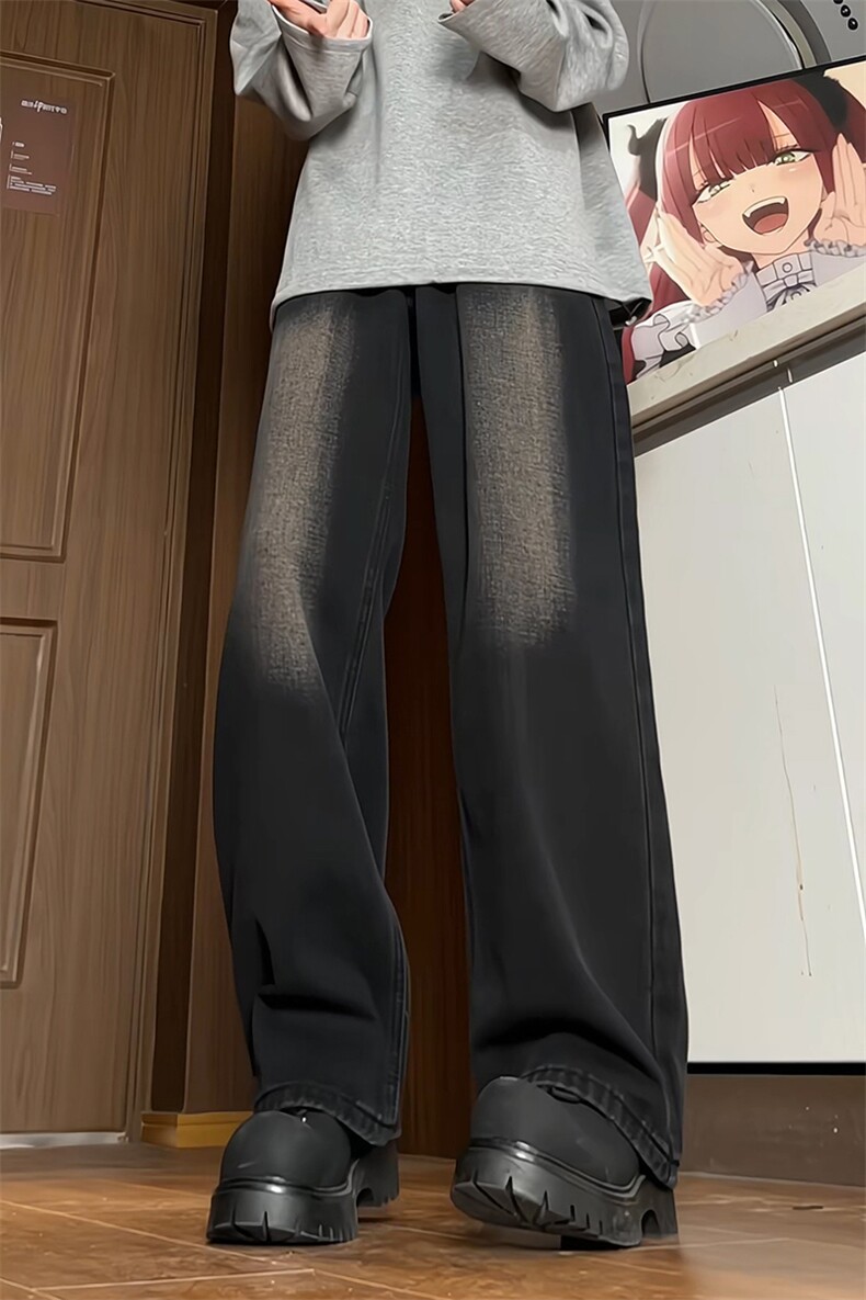 白色宽松直筒牛仔裤男生长裤KD619-P45控68,男装牛仔裤,电商D312-1