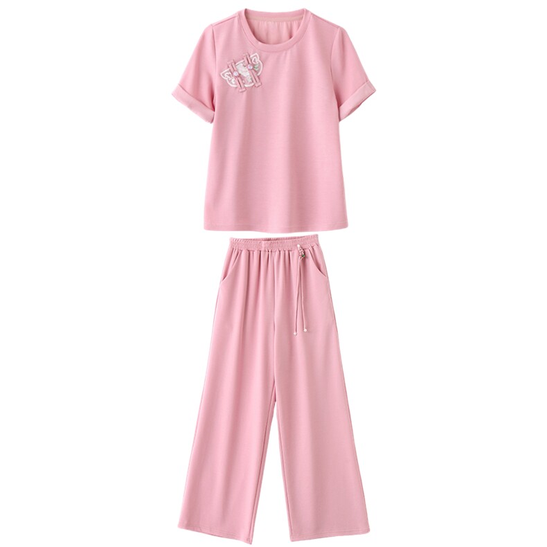 时尚天丝套装女夏新款宽松显瘦两件套休闲运动服,女装套装/套裙,灵力轩