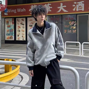 抖音得物高品质 美式高街重磅结构设计拼接织带立领卫衣外套 CM42图片