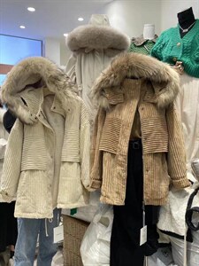 灯芯绒派克服毛领图片