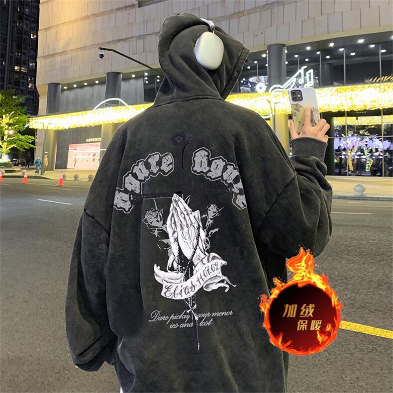 直播品质500克重磅美式做旧水洗卫衣SL1555-常规特P55加绒特P65,男装卫衣,电商A486