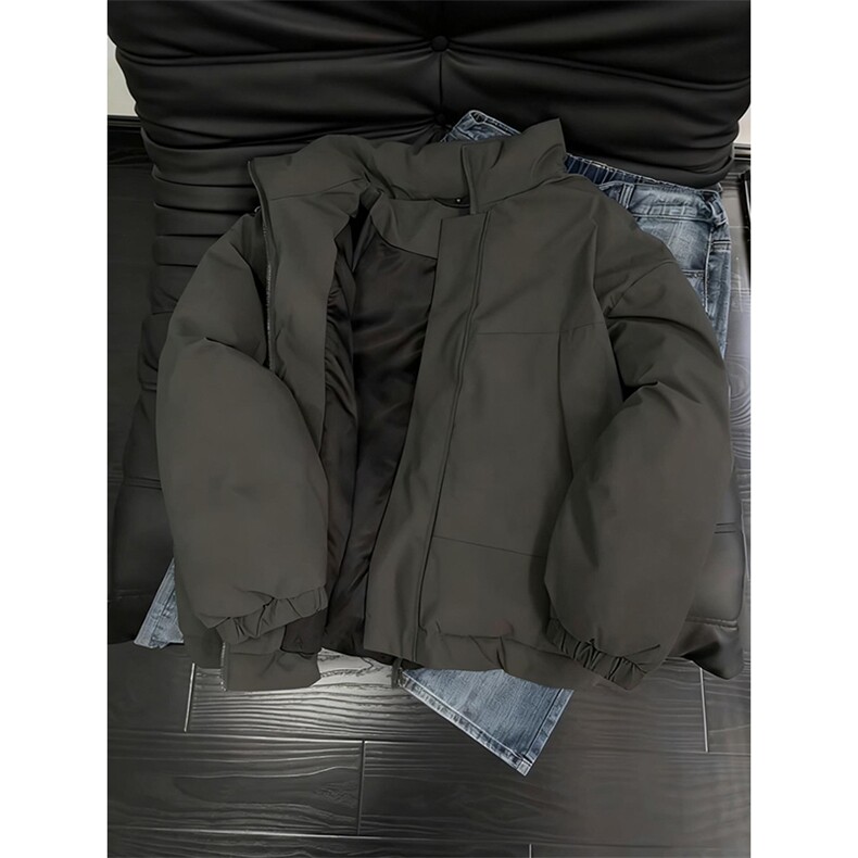 现货美式高街休闲夹克冬季立领纯色三防户外工装加厚棉服外套图片