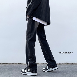 2023早春美式高街拉链直筒重工艺水洗牛仔裤货号K685P55