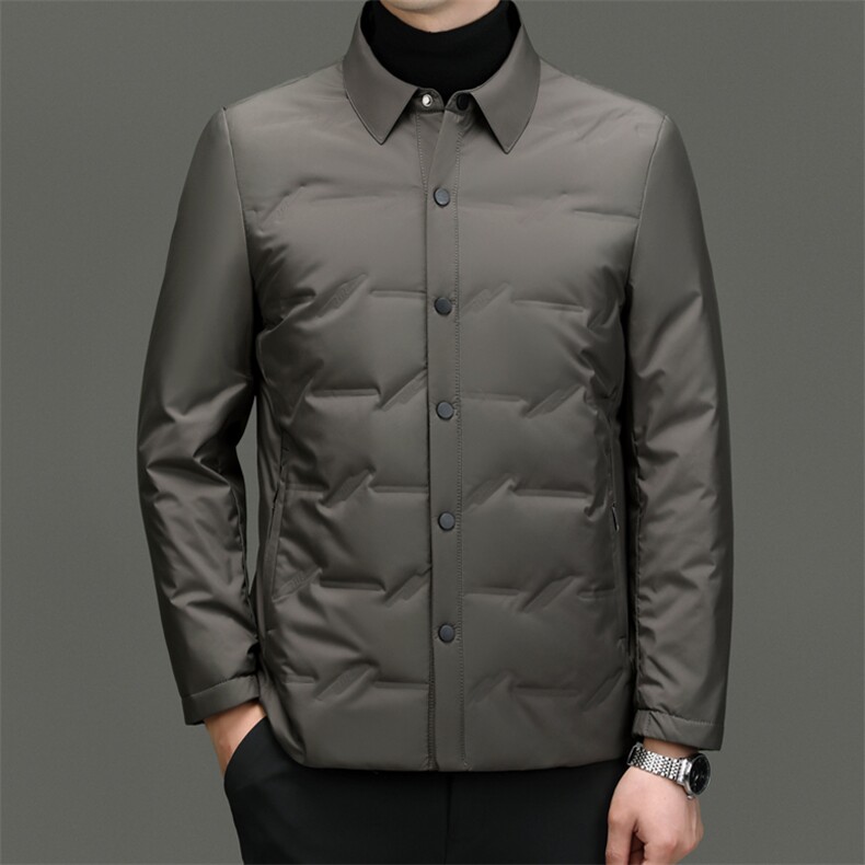 羽绒服男2024年冬季新款中青年爸爸装翻领夹克鸭绒保暖外套上衣服,男装羽绒服,电商B212（原钱塘6029）