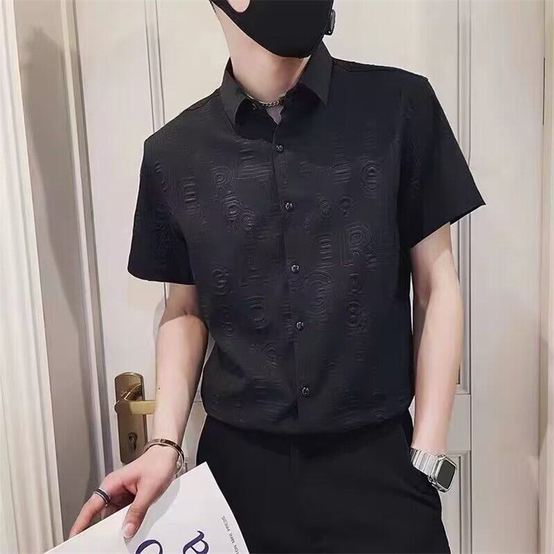 网图现货百搭潮流半袖潮牌尖领痞帅衬衣R3611-P40,男装T恤,星座1005-4