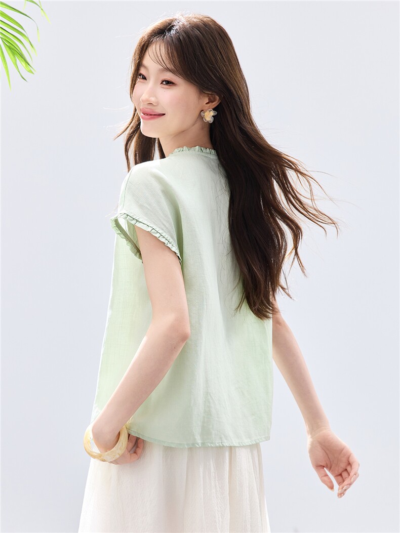 现货2026夏装新款透气麻棉无袖时尚女士衬衣,女装衬衫,木子恋