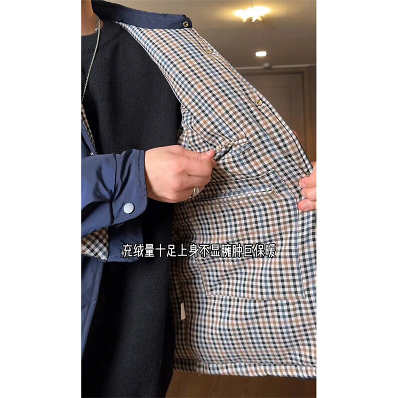 抖音--哈BER--纯色内格纹设计感重磅棉服外套my686-TP205,男装棉衣,电商A089-1