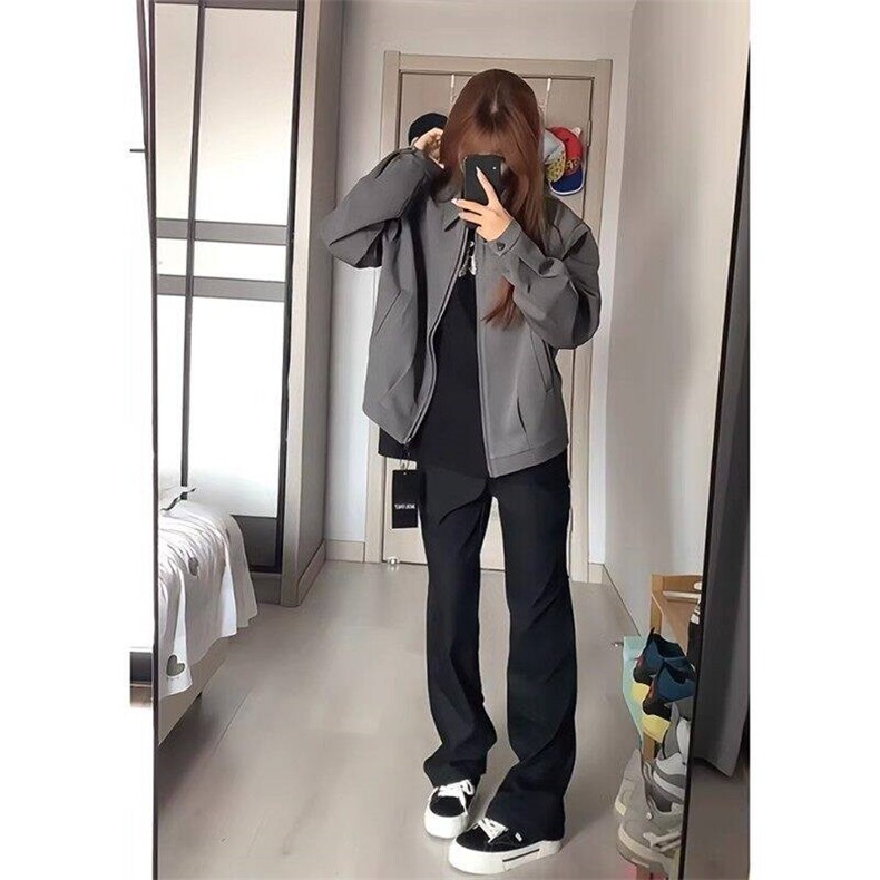 黑色垂坠感微喇西裤男春夏季高级感cleanfit裤子直筒休闲西装裤子,男装夹克,星座1008