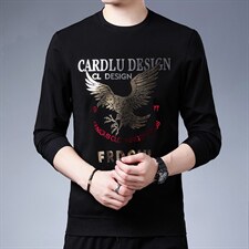 21秋冬装长袖T恤男潮针织印花卫衣打底上衣单P90XSL2113-P100,男装T恤,电商B212（原钱塘6029）