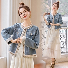 复古牛仔外套女春秋2025新款高级感小个子减龄气质小香风短款上衣，女装牛仔外套，乐吉娜