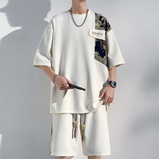 2024夏季新款光影墙大码菠萝格短袖T恤套装M-5XHQ23461-P60，男装T恤，电商A022